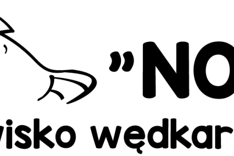 Logo łowiska wędkarskiego "Nowa". Stylizowana ryba obok nazwy.